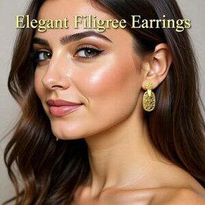New 💕 ✨ Elegant Gold Filigree Earrings — the perfect touch of refined beauty ✨